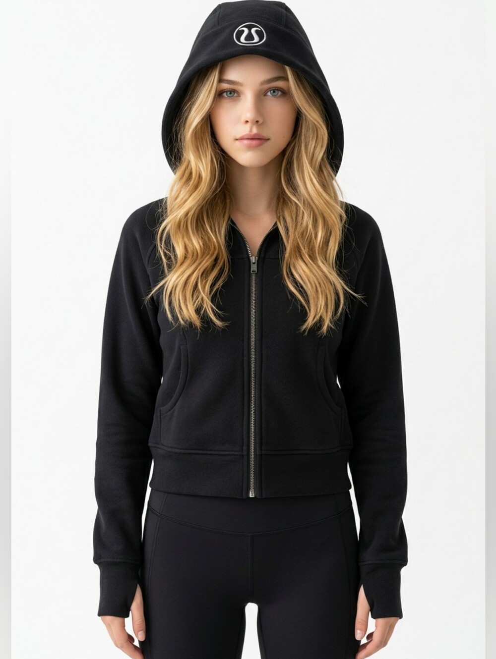 lululemon athletica Black Zip-Up Hooded Sweatshirt